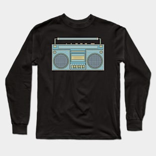 Blue Vintage Boombox Long Sleeve T-Shirt